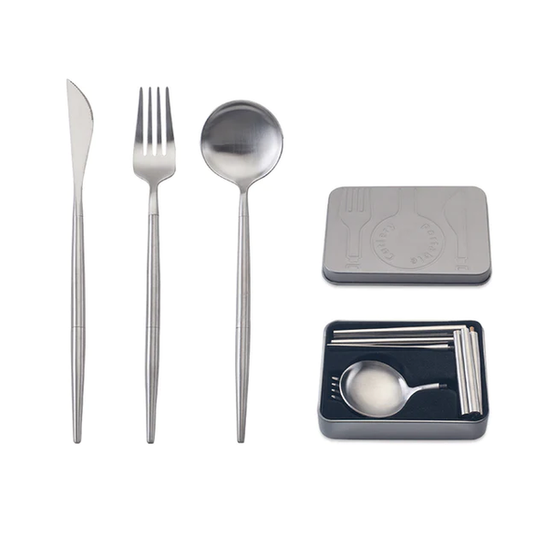 Portable Cutlery aus hochwertigem Edelstahl - Silber